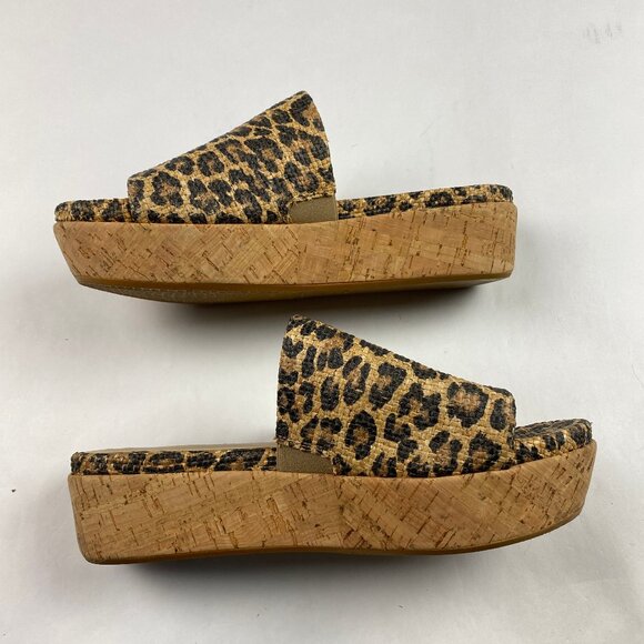 Stuart Weitzman Flatout Leopard Print Wedge Sandal Slide Women's Size 8 - Picture 3 of 16